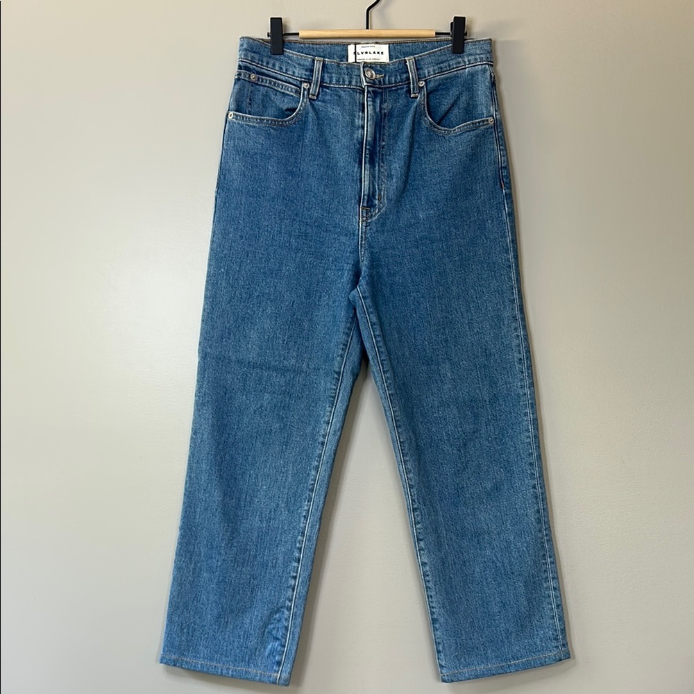 SLVRLAKE London Crop High Rise Straight Leg Size‎ 29 Blue Denim